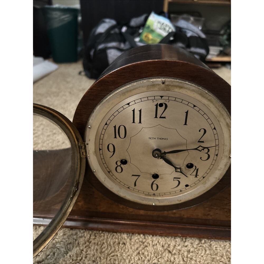 Antique Seth Thomas No. 124 Westminster Chime Mantel Clock Working USA 8 Day Key - Picture 4 of 11